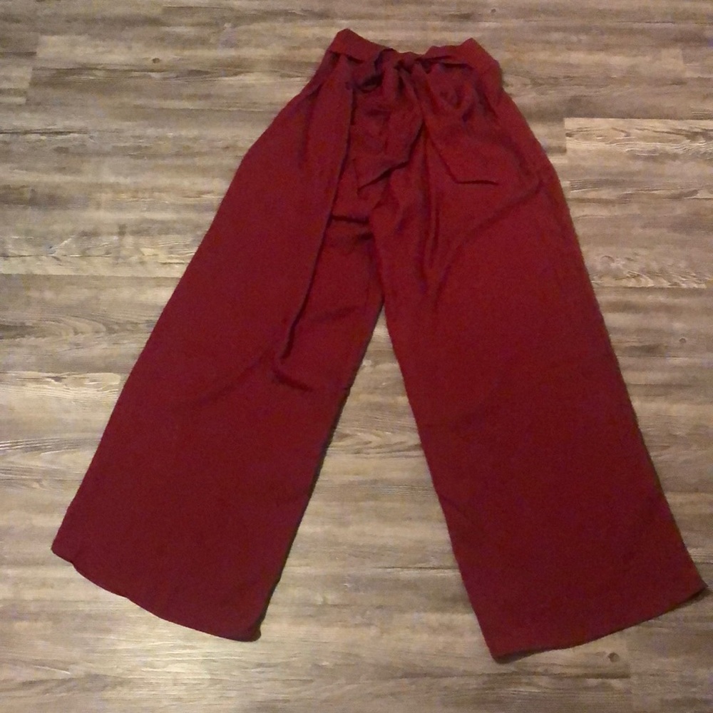 Red dresses and pants